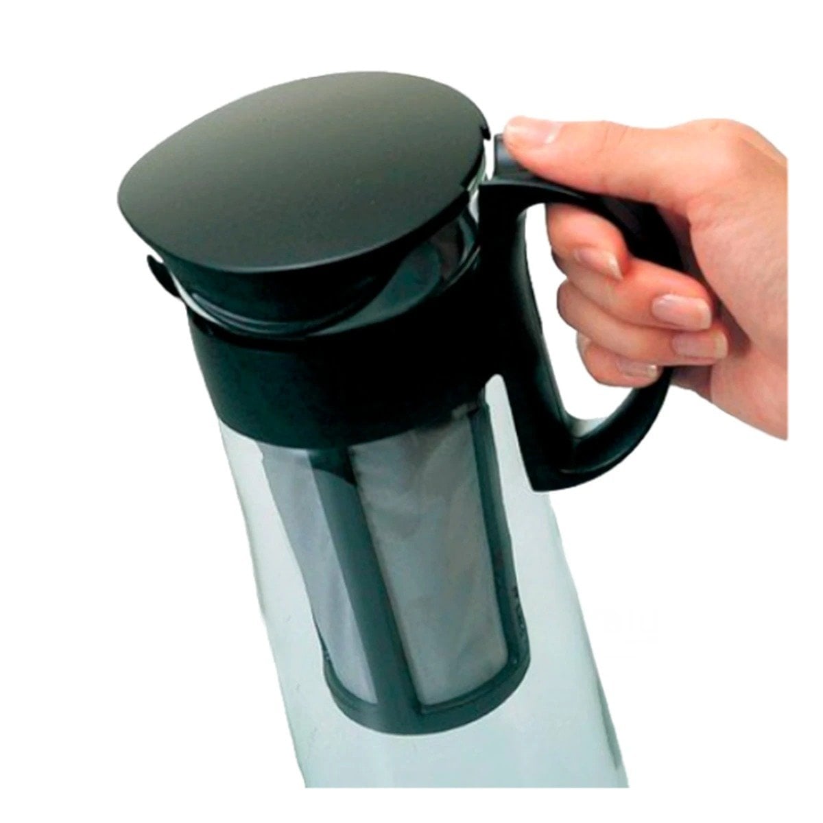 PITCHER DE VIDRIO 900 ML CON FILTRO PRACTICO TRANSPARENTE Y TAPA NEGRA Y+LIGAS REGALO - 5