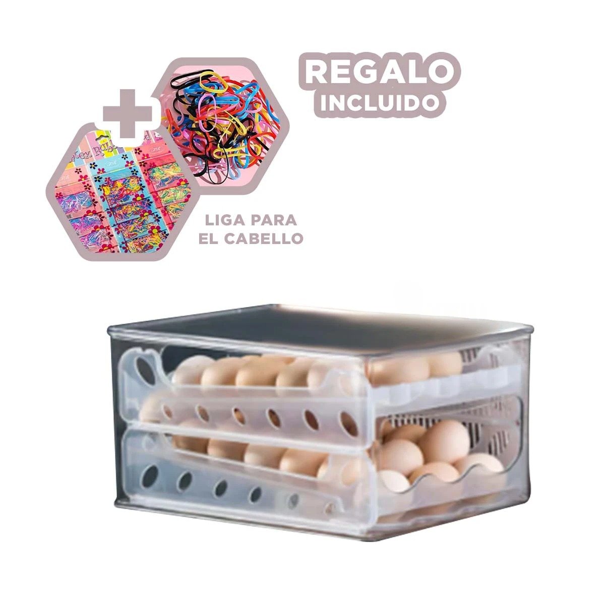ORGANIZADOR PORTAHUEVOS TRANSPARENTE 36 HUEVOS MULTIUSO COCINA HOGAR Y+LIGAS REGALO - 2