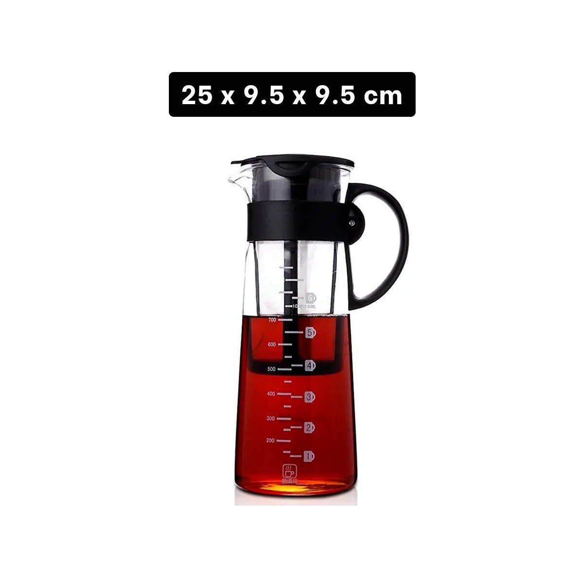 PACK6 PRODUCTO DE VIDRIO 900 ML CON FILTRO INTERNO Y TAPA NEGRA PARA MESA Y+PAPEL REGALO - 4