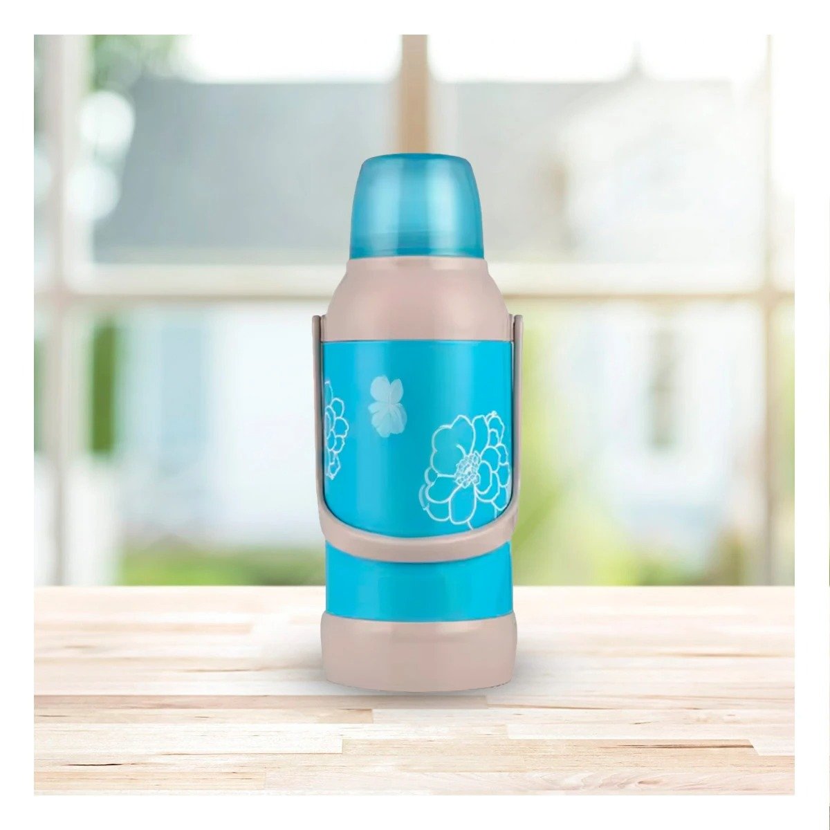 PACK4 VASO 3200ML CELESTE FLORES MANTIENE LIQUIDOS POR HORAS Y+REGALO STICKER - 5