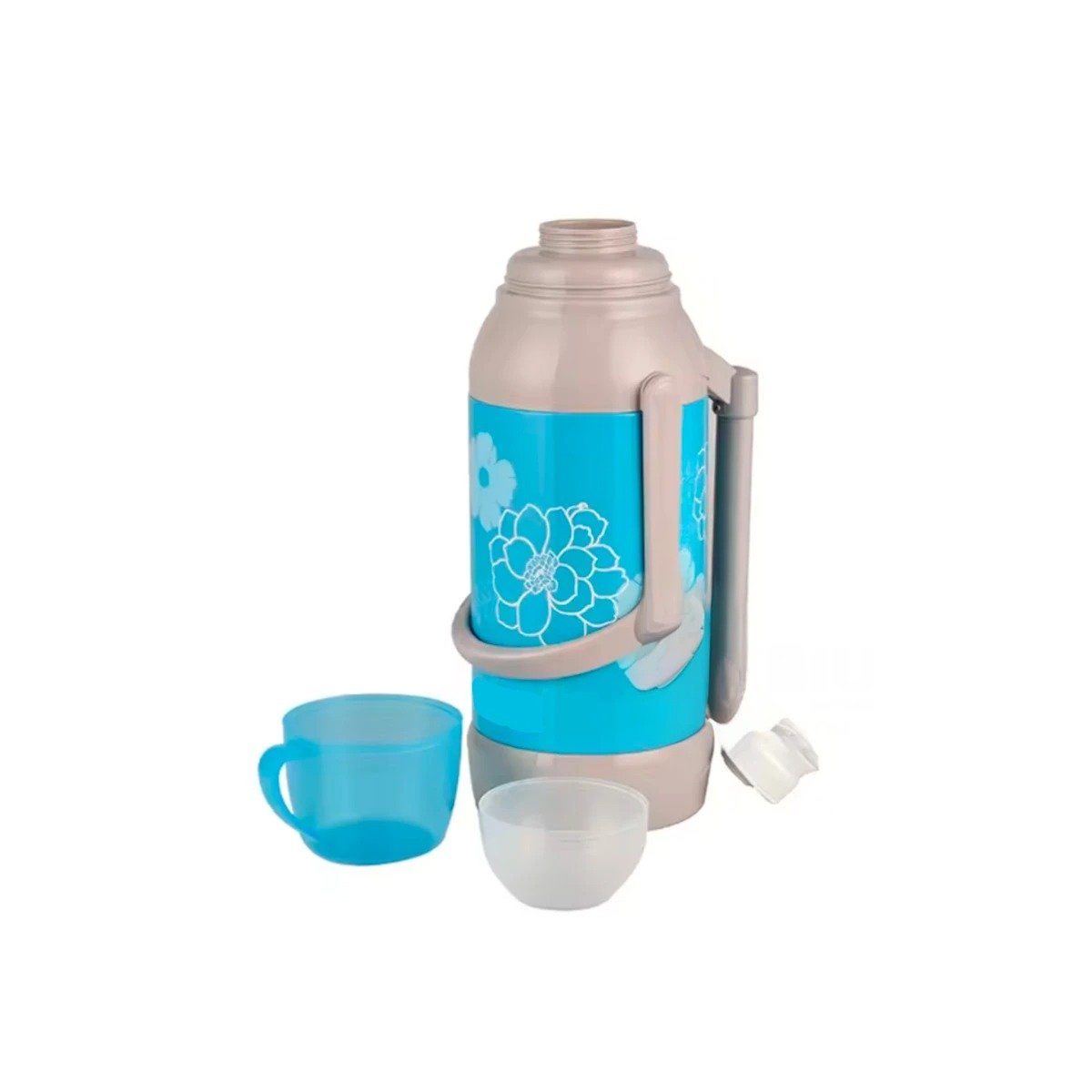 PACK4 BOTELLA PORTATIL 3200ML CELESTE FLORES IDEAL PARA OFICINA Y CASA Y+PAPEL REGALO - 3