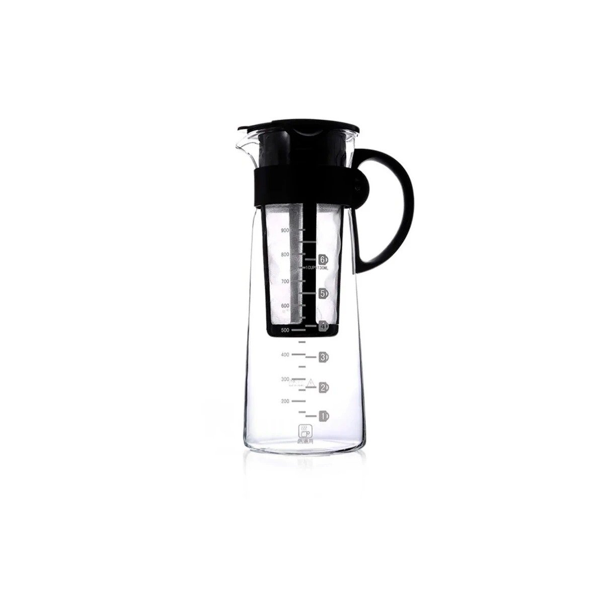 PACK2 VASO DE VIDRIO 900 ML CON FILTRO Y TAPA NEGRA TRANSPARENTE PARA MESA Y+REGALO STICKER - 2