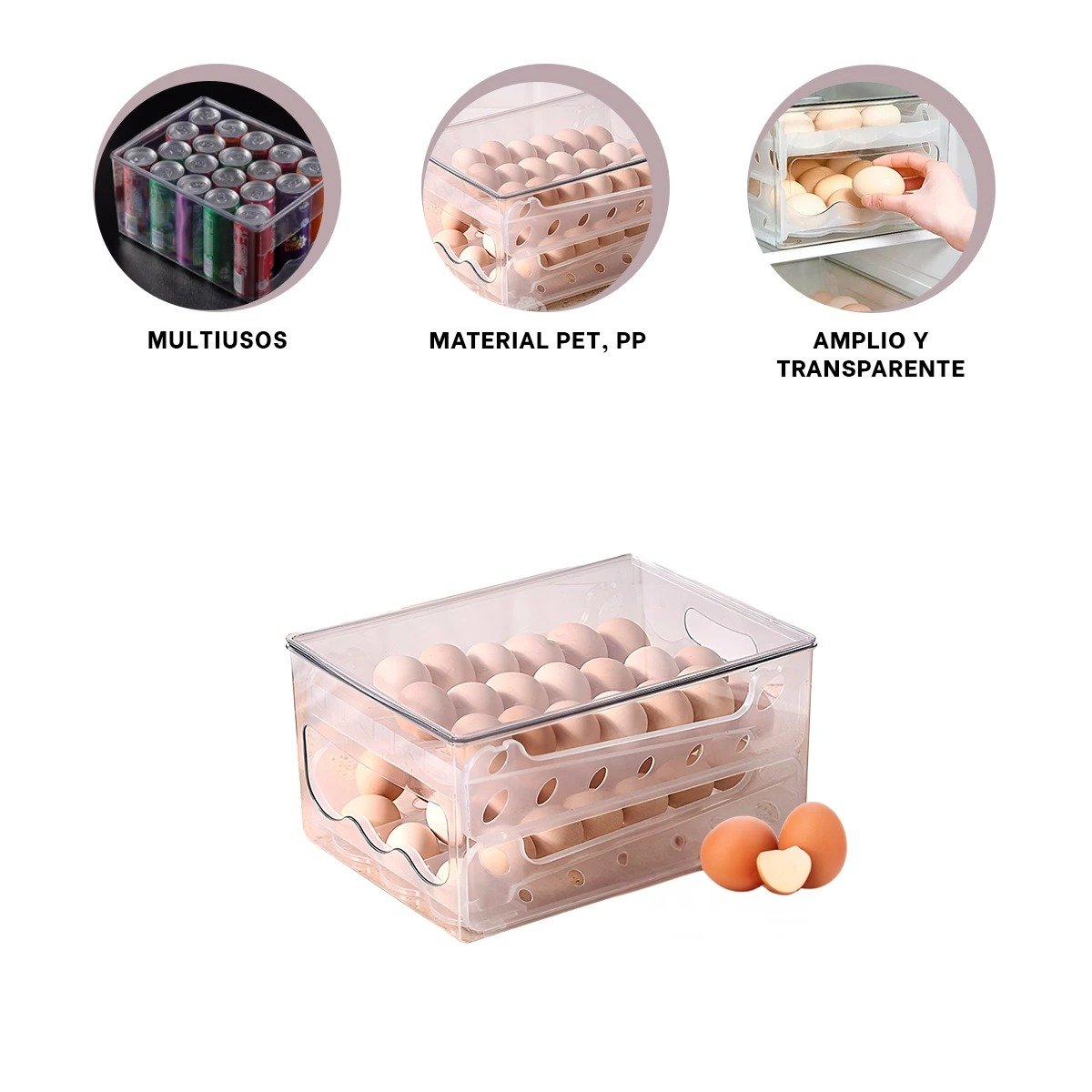 ORGANIZADOR MULTIUSO PARA 36 HUEVOS TRANSPARENTE CASA COCINA FACIL Y+PAPEL REGALO - 5