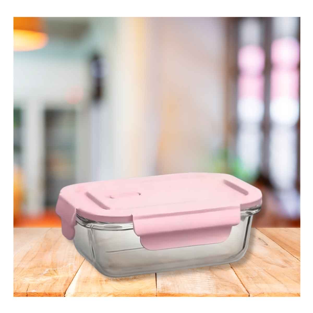 PACK2 BOWL DE VIDRIO 1040 ML CON TAPA ROSADO PARA COCINA Y HOGAR MODERNO Y+PAPEL REGALO - 2