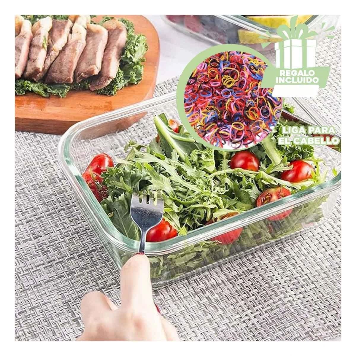 DEPOSITO DE VIDRIO 410 ML CON TAPA VERDE CHICO PARA CONSERVAR ALIMENTOS EN HOGAR Y+LIGAS REGALO - 2