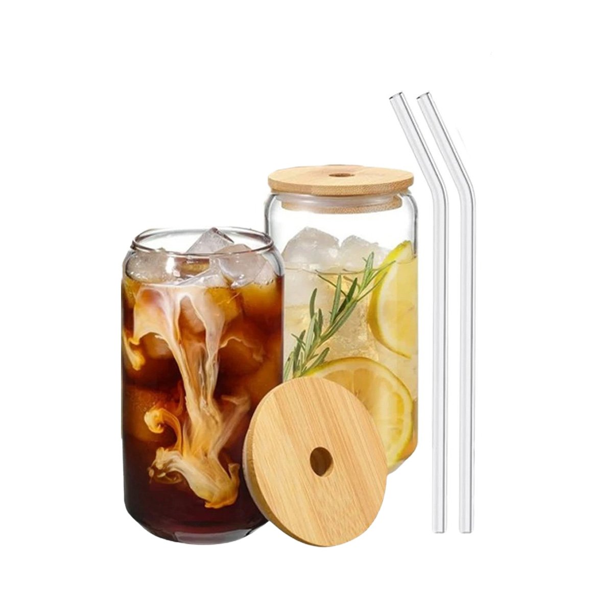 RECIPIENTE DE VIDRIO 500ML CON TAPA Y SORBETE TRANSPARENTE ESTILO RECTO Y+LIGAS REGALO - 5
