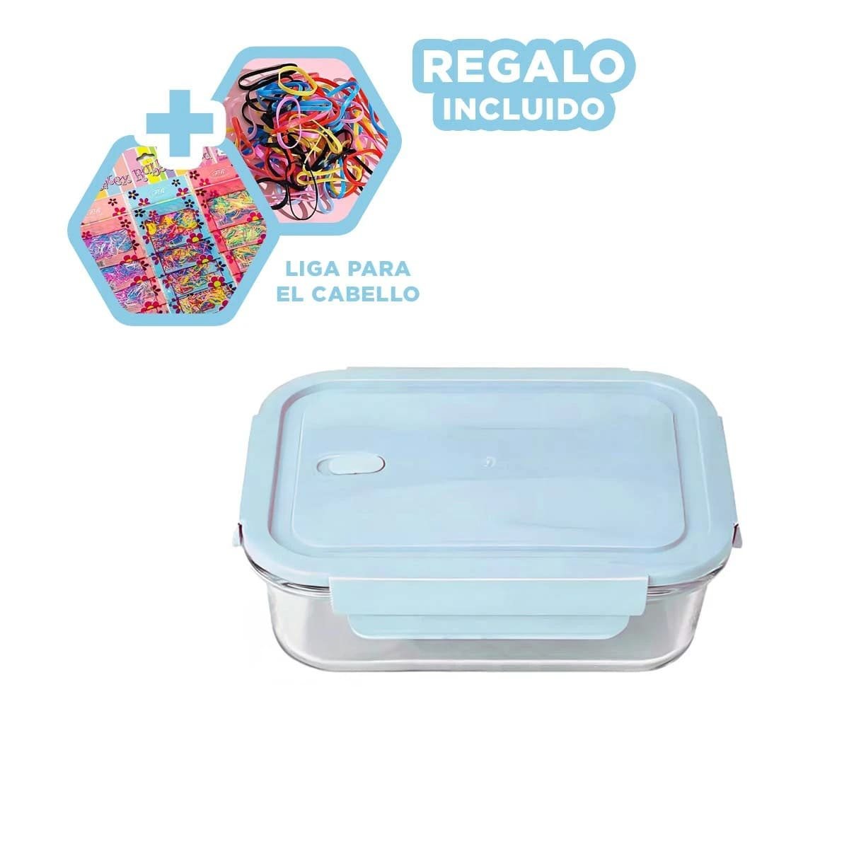 DEPOSITO DE VIDRIO 410 ML CON TAPA CHICO CELESTE PARA COCINA Y HOGAR PRACTICO Y+LIGAS REGALO - 2