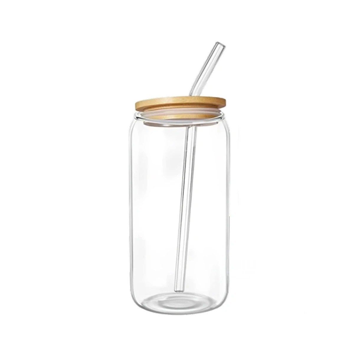 TAZA DE VIDRIO 500ML CON TAPA Y SORBETE TRANSPARENTE ESTILO RECTO Y+REGALO STICKER - 1