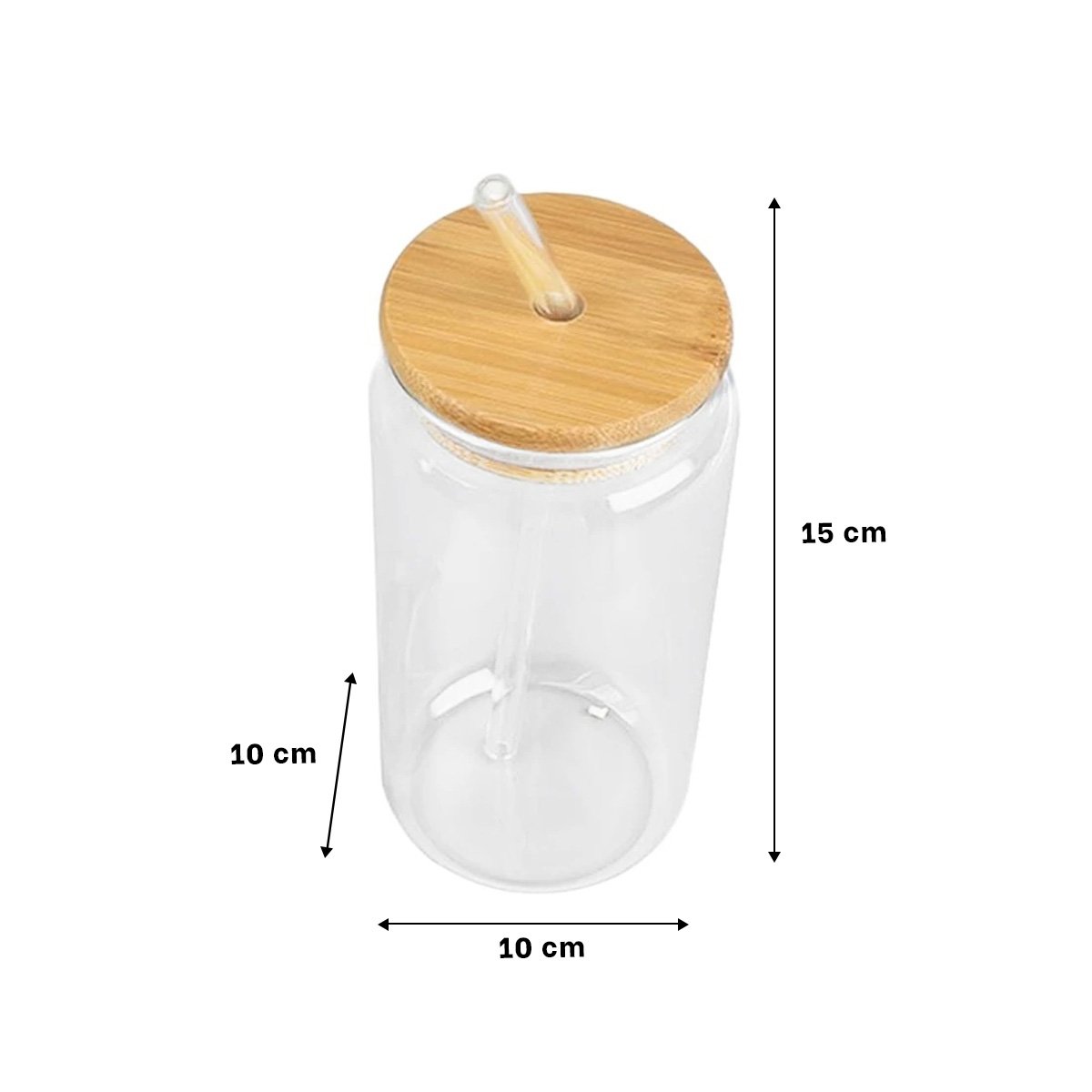 TAZA DE VIDRIO 500ML CON TAPA Y SORBETE TRANSPARENTE ESTILO RECTO Y+REGALO STICKER - 4