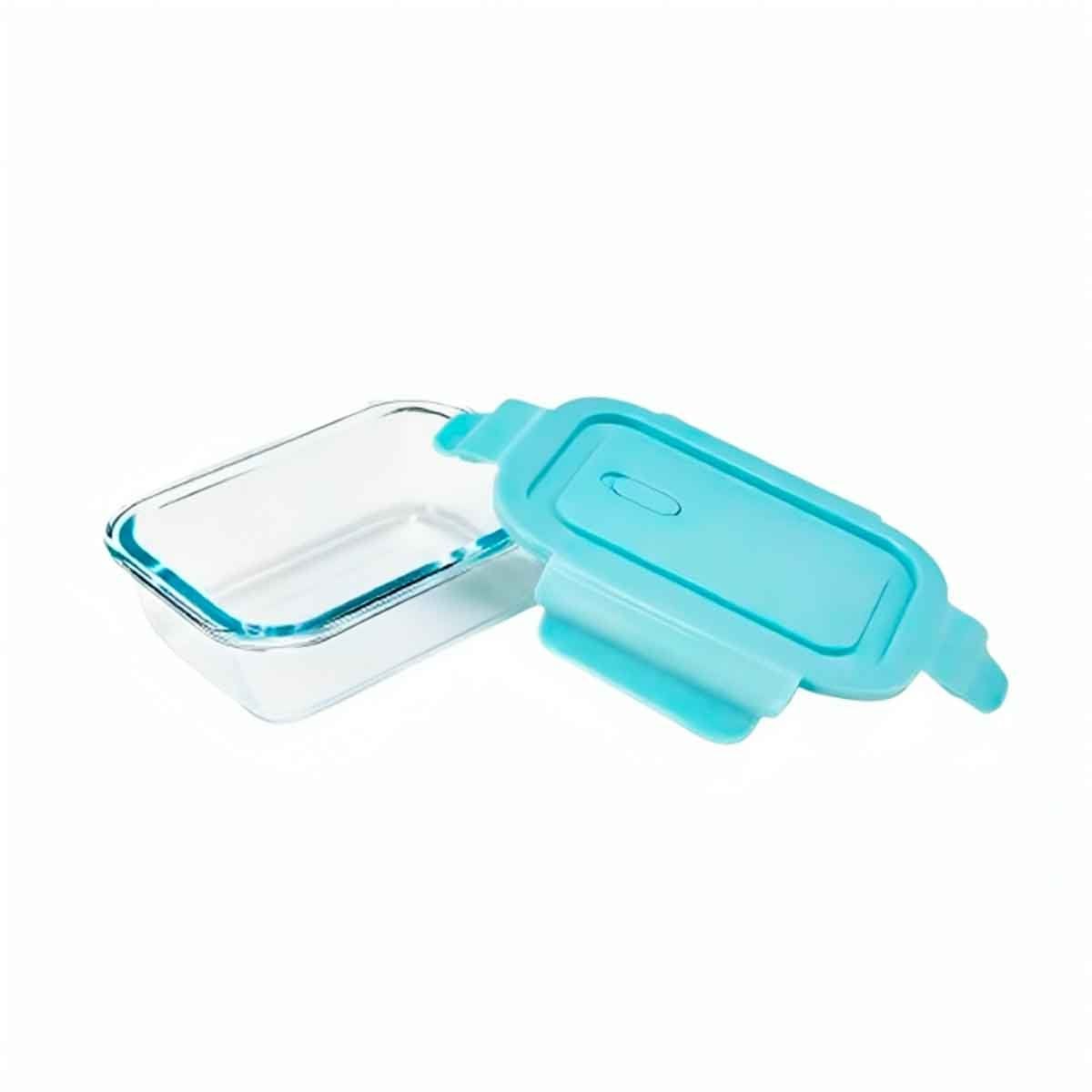 PACK2 CONSERVADOR DE VIDRIO 1040 ML CON TAPA CELESTE PARA REFRIGERADORA Y+REGALO STICKER - 2