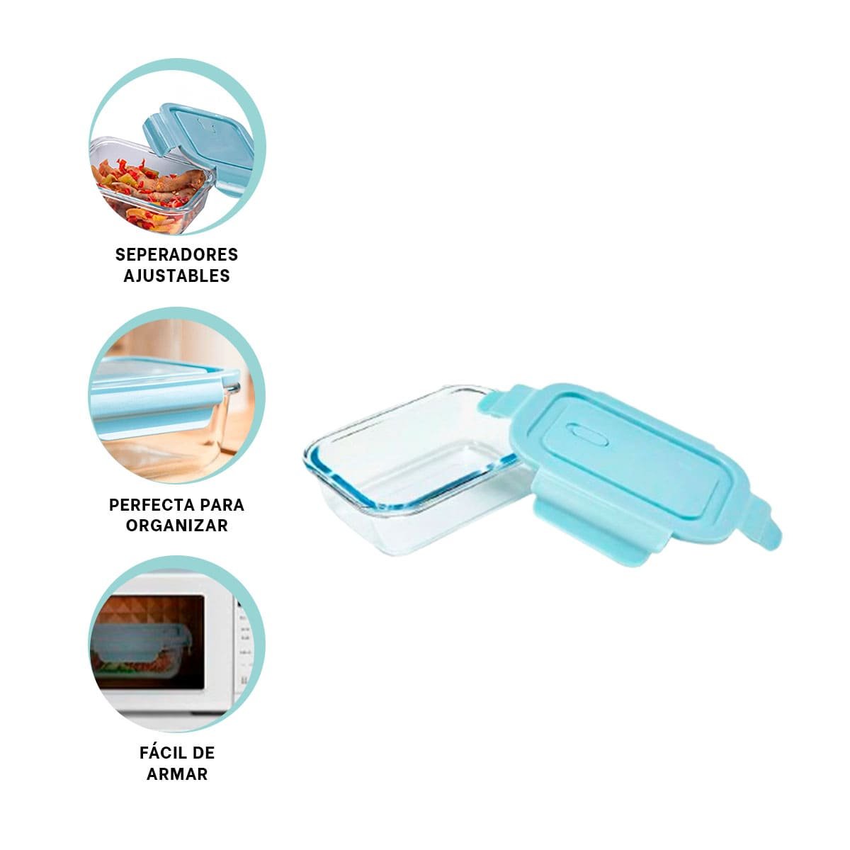 FRASCO DE VIDRIO 1040 ML CON TAPA CELESTE PARA COCINA HOGAR Y+POST IT - 5