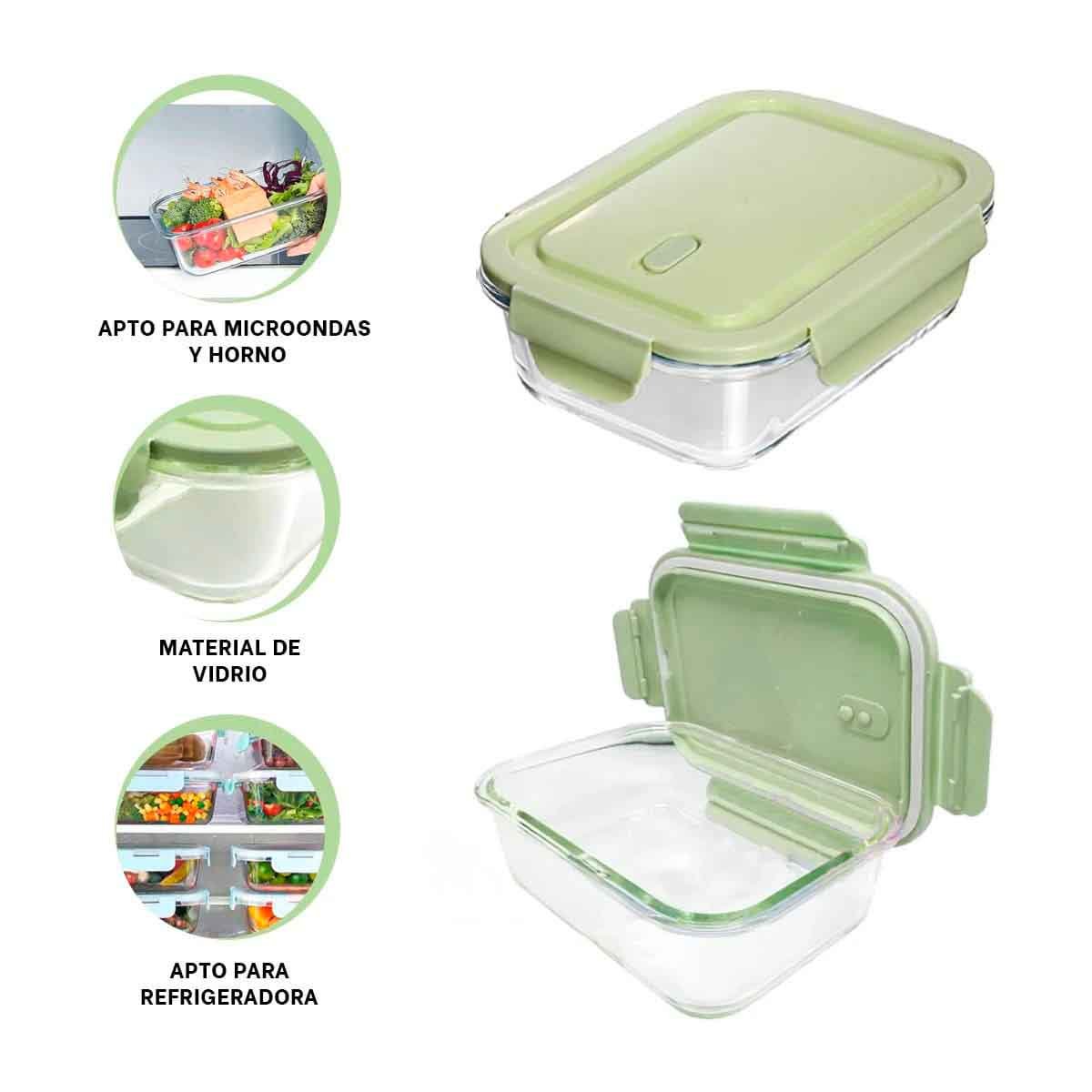 ENVASE DE VIDRIO 410 ML CON TAPA VERDE CHICO PARA HOGAR PRACTICO COCINA Y+PAPEL REGALO - 5