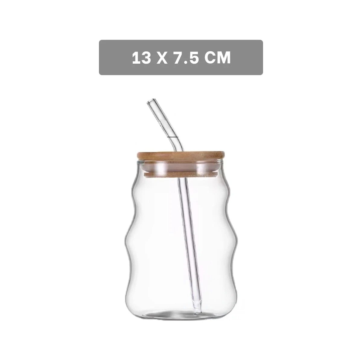 COPA DE VIDRIO 500ML CON TAPA Y SORBETE TRANSPARENTE ESTILO CURVAS RESISTENTE Y+POST IT - 4