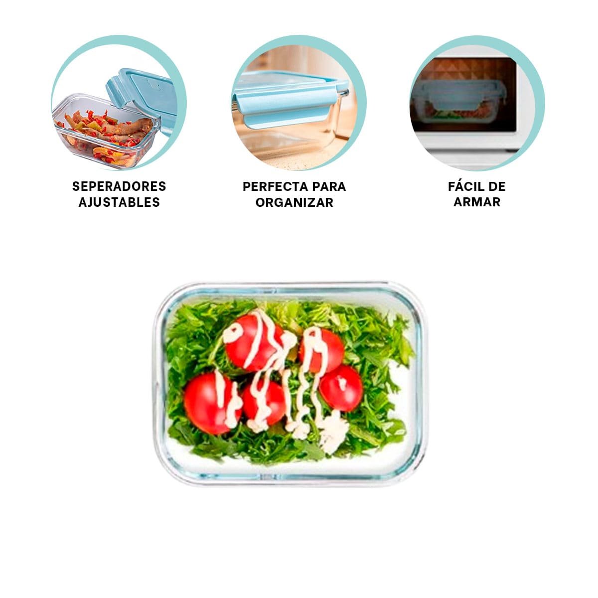 ENVASE DE VIDRIO 1040 ML CON TAPA CELESTE PARA COCINA HOGAR Y+PAPEL REGALO - 5