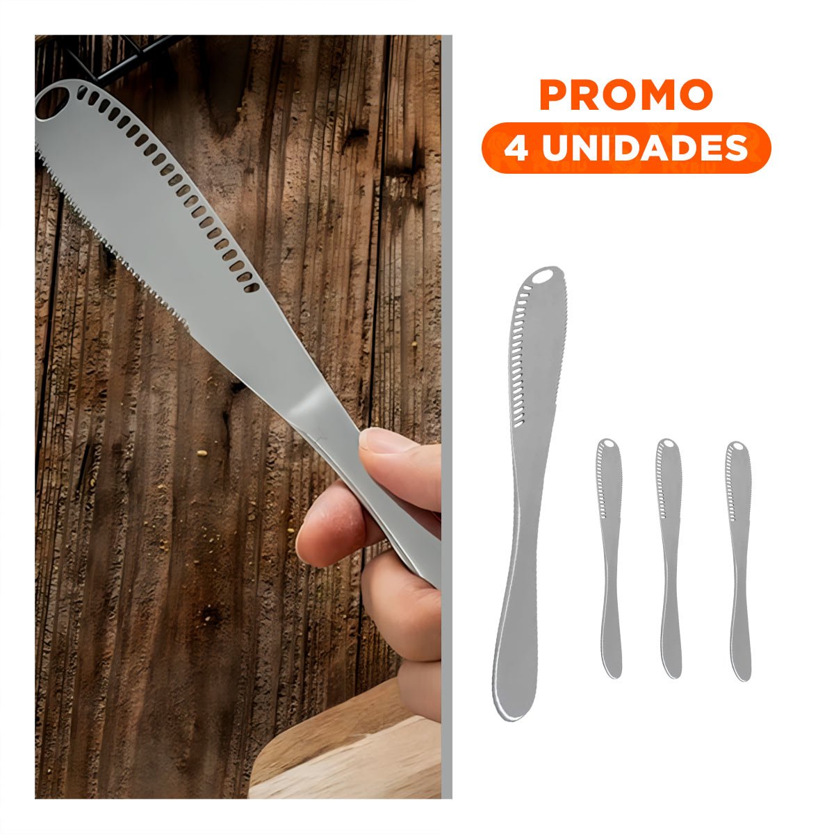 PACK4 UTENSILIO PLATEADO PARA UNTAR MANTEQUILLA CON AGUJEROS PANES Y QUESOS - 1