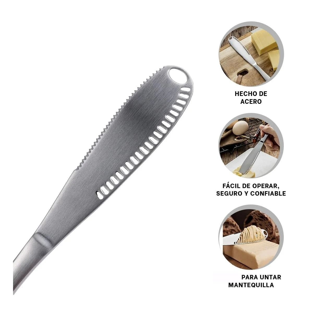 ESPATULA PLATEADO PARA SERVIR MANTEQUILLA CON AGUJEROS EN PANES Y QUESOS Y+PAPEL REGALO - 5