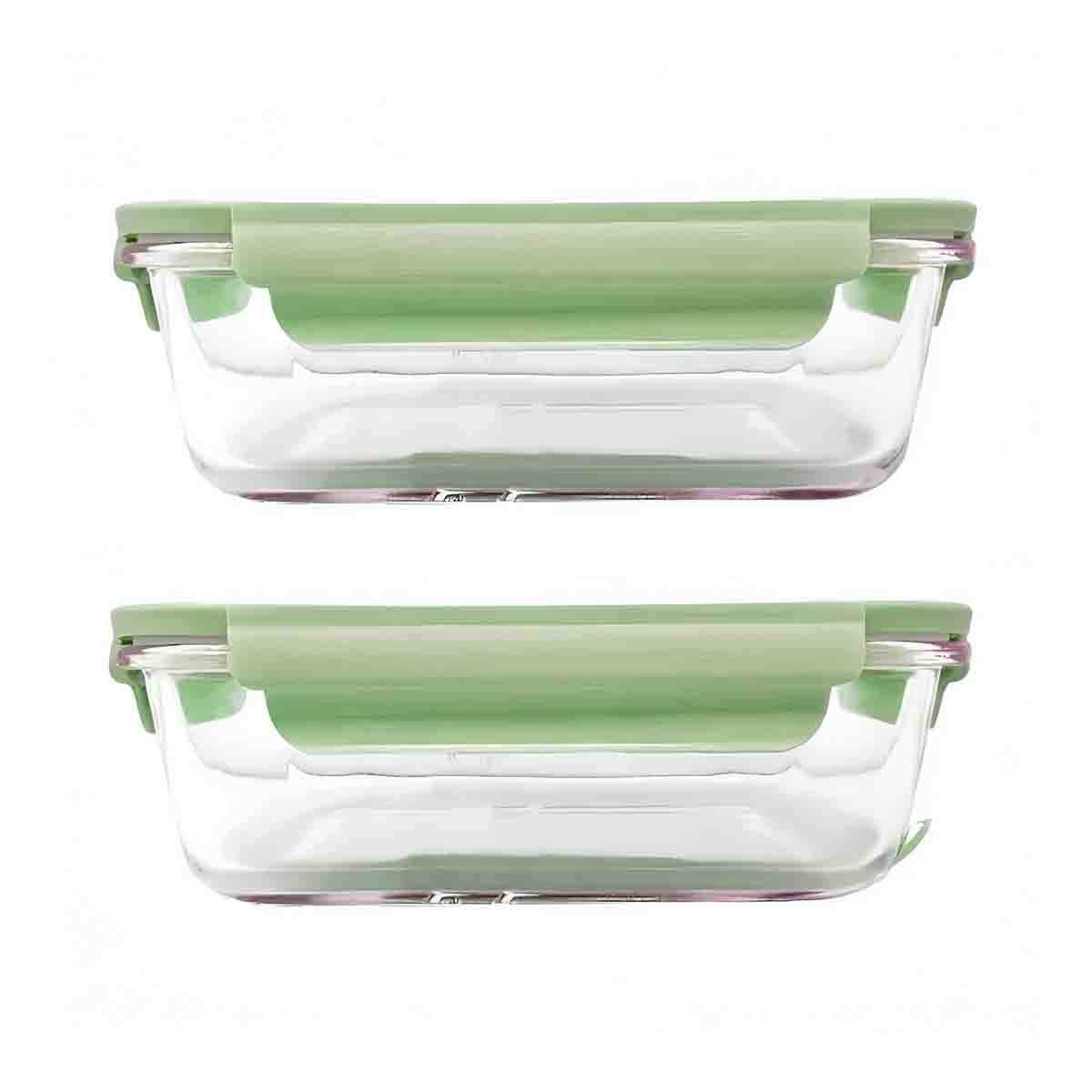 PACK4 VASO CONTENEDOR DE VIDRIO 410 ML CON TAPA VERDE CHICO COCINA HOGAR Y+PAPEL REGALO - 3