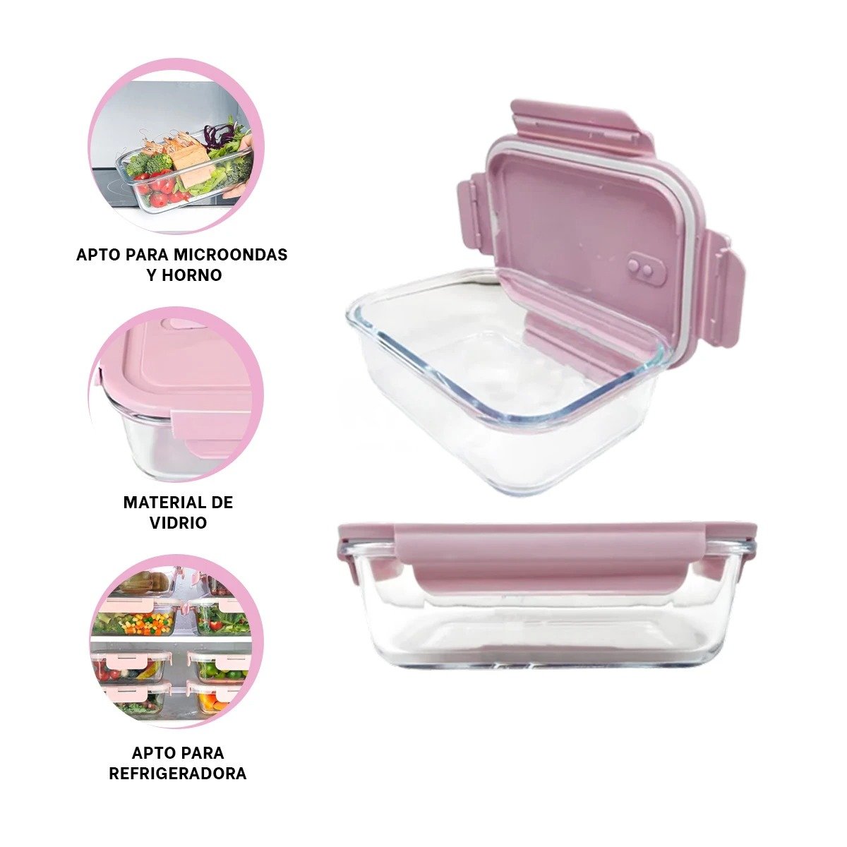 ENVASE DE VIDRIO 410 ML CON TAPA SEGURA CHICO ROSADO PARA COCINA Y+PAPEL REGALO - 5