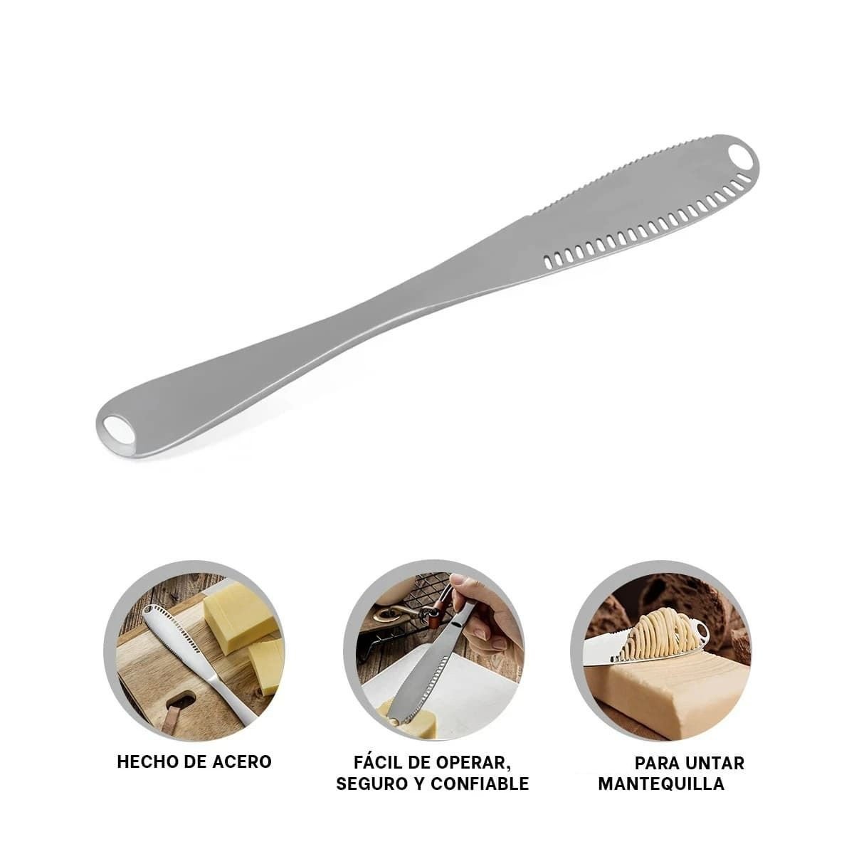 HERRAMIENTA PLATEADO PARA MANIPULAR MANTEQUILLA CON AGUJEROS COCINA PRACTICA Y+POST IT - 5