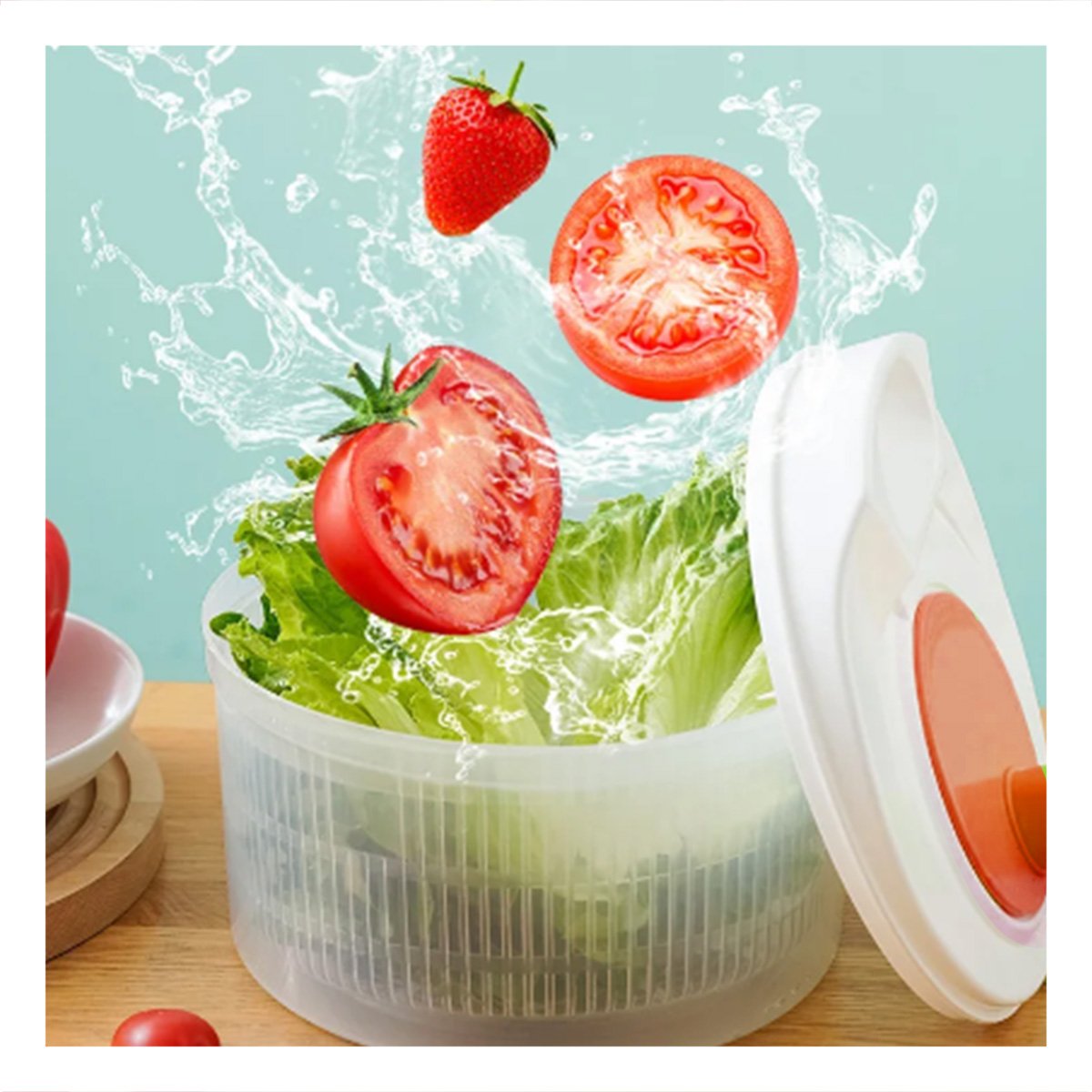 PACK4 CENTRIFUGADOR FUNCIONAL PARA VERDURAS FRESCAS BLANCO CON NARANJA DAY Y+PAPEL REGALO - 5