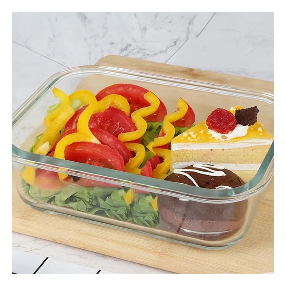PACK2 TAPER DE VIDRIO 410 ML CON TAPA CHICO CELESTE PARA COCINA MODERNA - 5