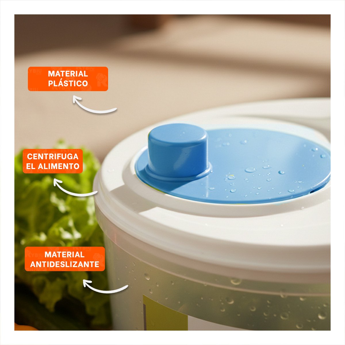 PACK6 SECADOR COMPACTO PARA ENSALADAS BLANCO CON AZUL DAY Y+REGALO STICKER - 5