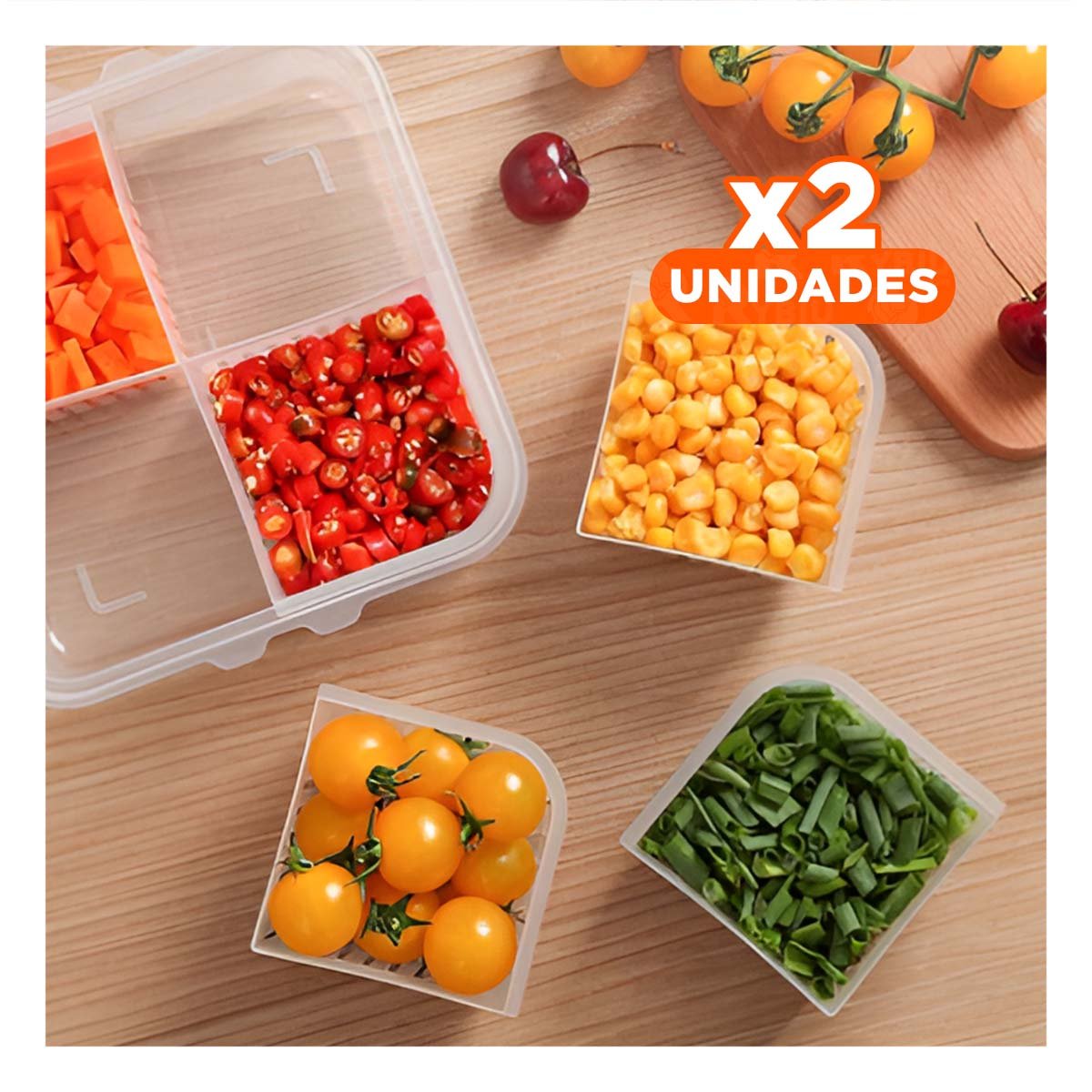 PACK2 RECIPIENTES ESCURRIDORES MULTIFUNCION 4 EN 1 TRANSPARENTE PARA HOGAR Y+PAPEL REGALO - 1