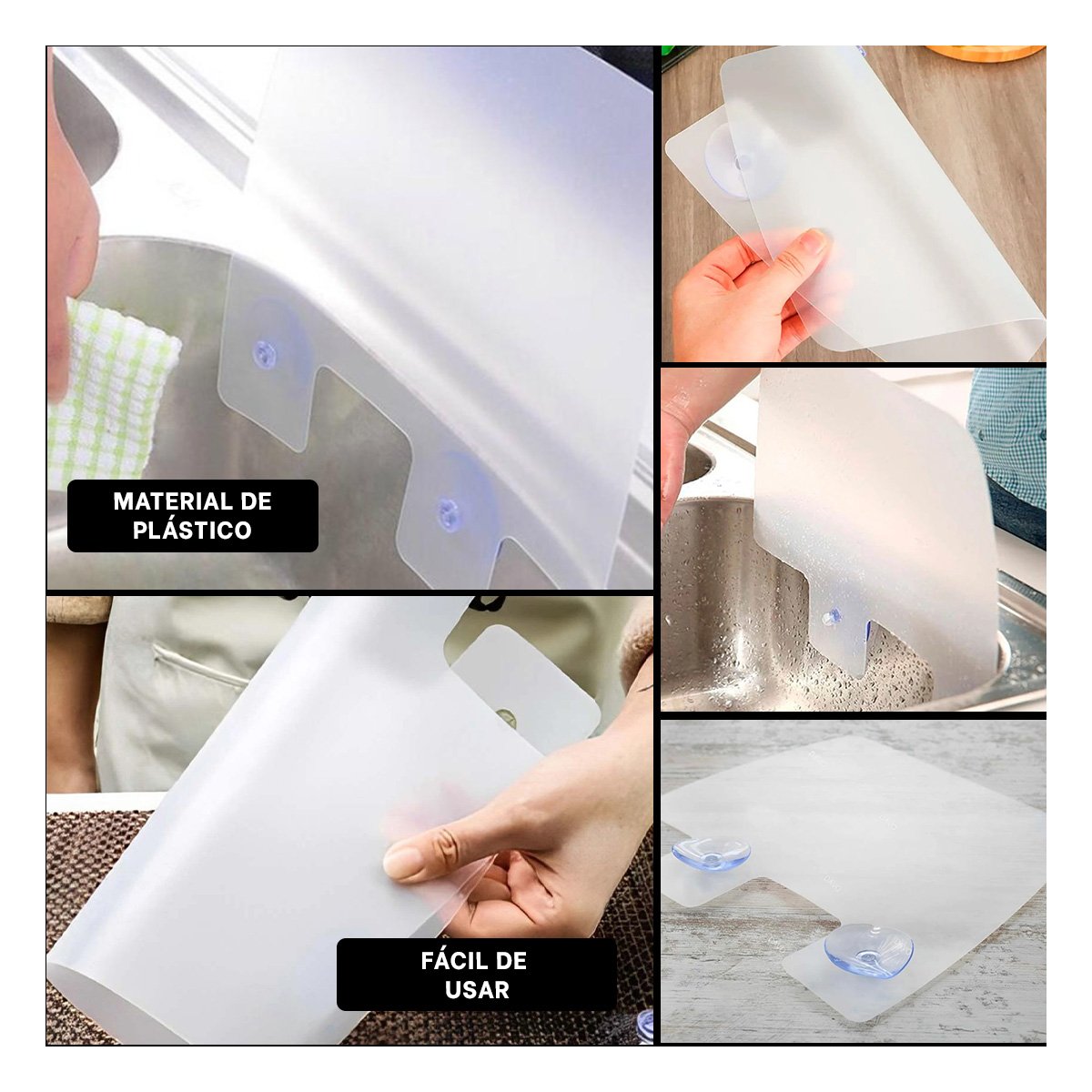 PACK6 COBERTOR TRANSPARENTE PRACTICO QUE EVITA SALPICADURAS EN LAVADEROS Y+PAPEL REGALO - 3