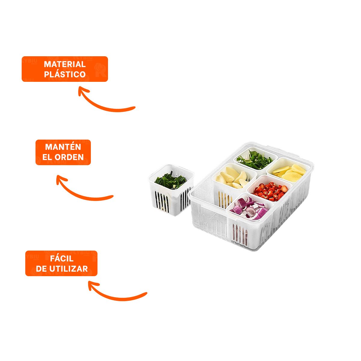 CONTENEDORES ESCURRIDORES MULTIUSO 6 EN 1 BLANCO PARA ALIMENTOS Y+POST IT - 5
