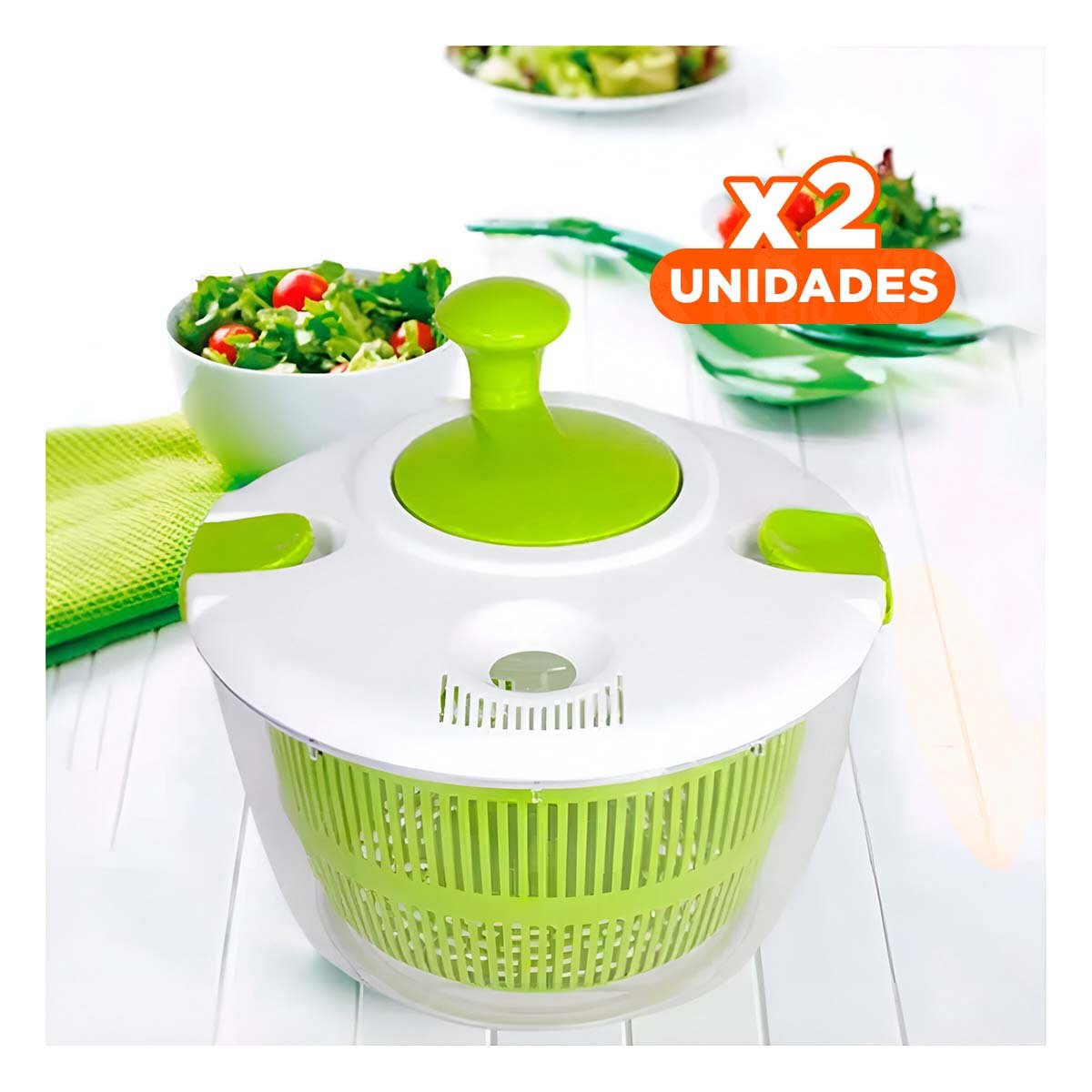 PACK2 CENTRIFUGADOR DOMÉSTICO PARA PREPARAR ENSALADAS VERDE Y+REGALO STICKER - 1