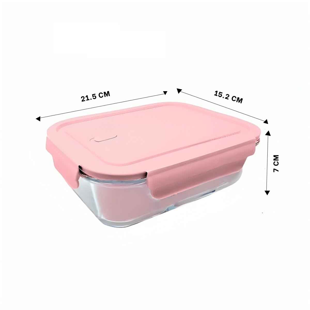 PACK4 DEPOSITO DE VIDRIO 1040 ML CON TAPA ROSADO PARA COCINA Y HOGAR SEGURO - 4