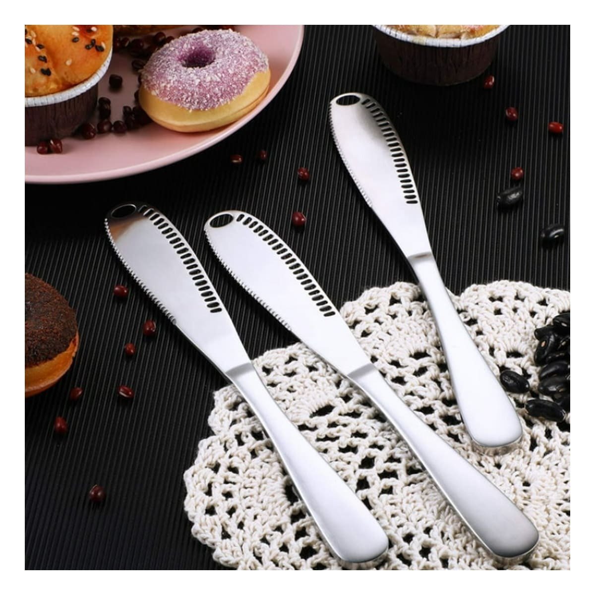 PACK2 UTENSILIO PLATEADO PARA REPARTIR MANTEQUILLA CON AGUJEROS DE FORMA COMODA - 3