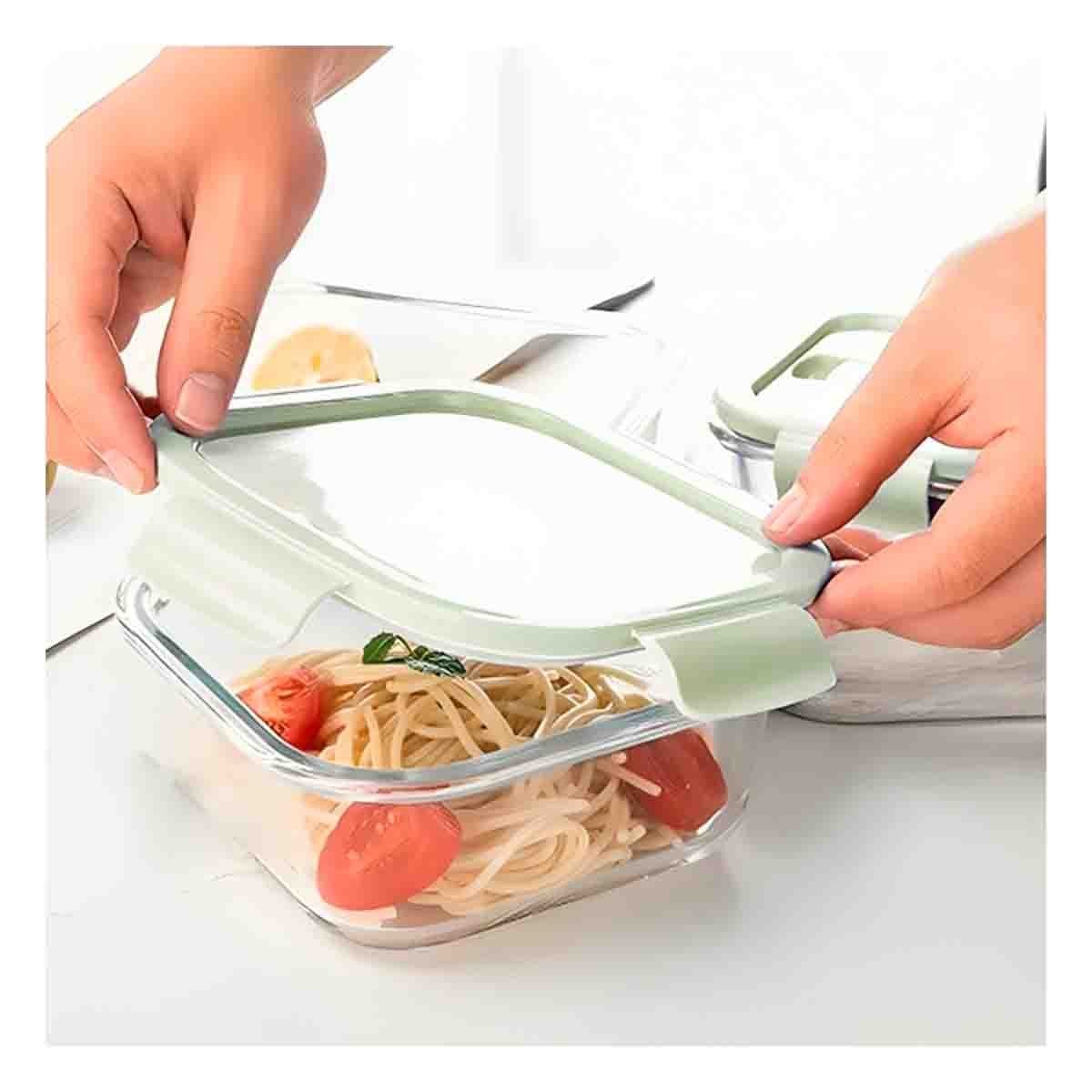 CONTENEDOR DE VIDRIO 1040 ML CON TAPA VERDE PARA COCINA DIARIA Y+REGALO STICKER - 2
