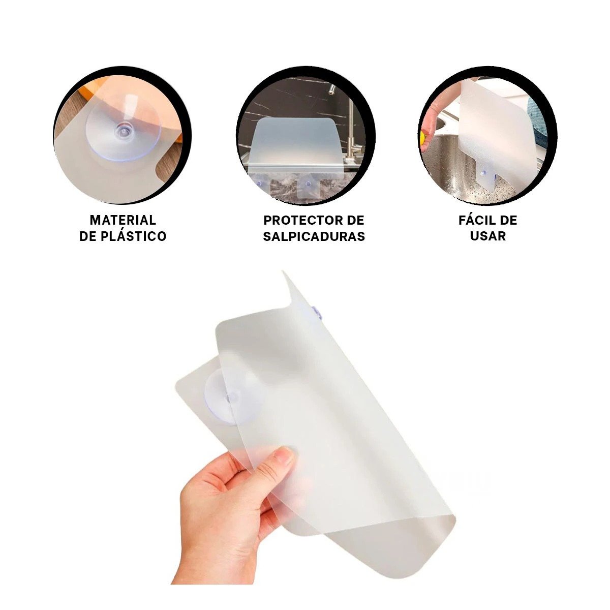 PROTECTOR TRANSPARENTE PRACTICO PARA LAVADERO CON FUNCION ANTI SALPICADURAS Y+POST IT - 5