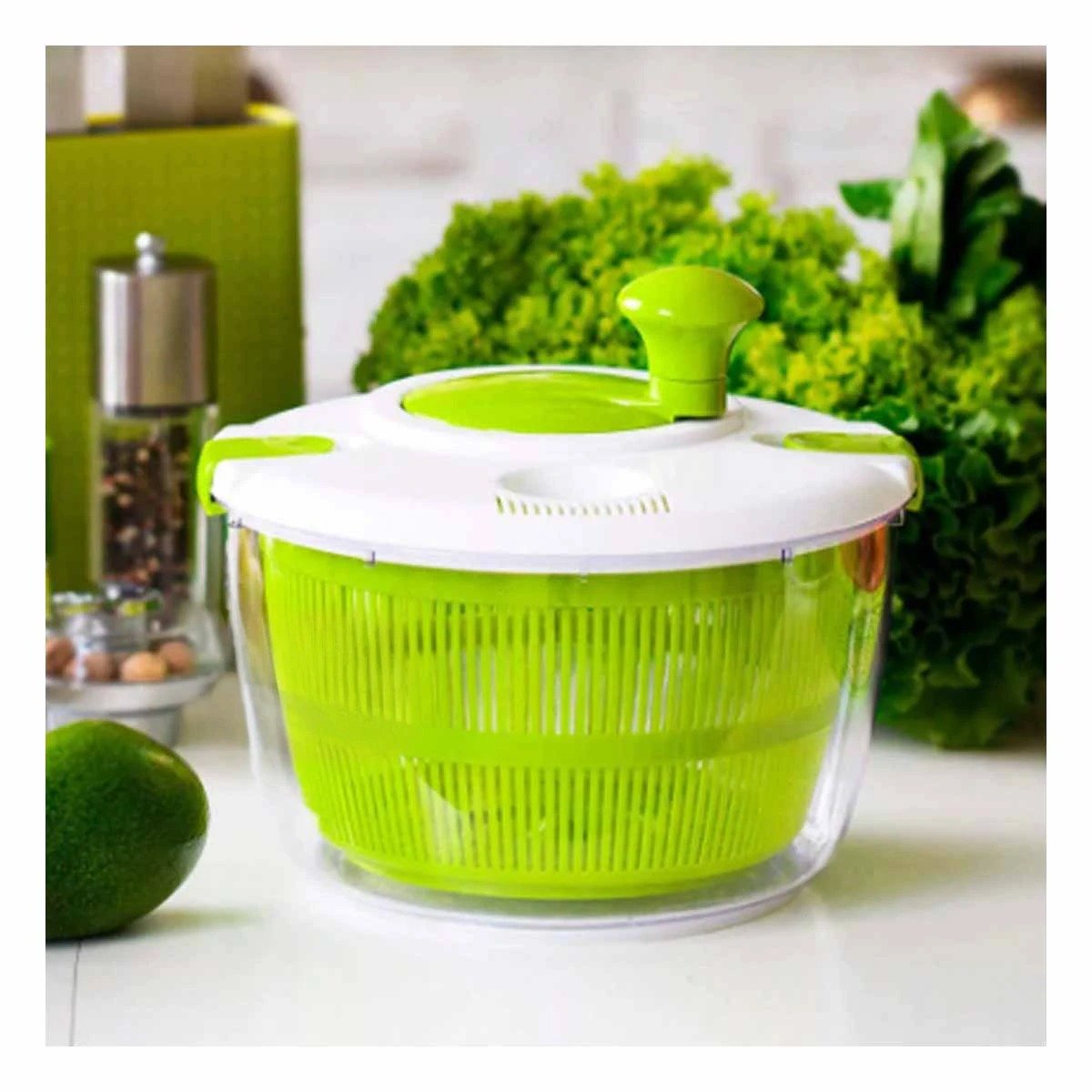 PACK4 SECADOR GIRATORIO PARA VERDURAS Y FRUTAS VERDE Y+REGALO STICKER - 3