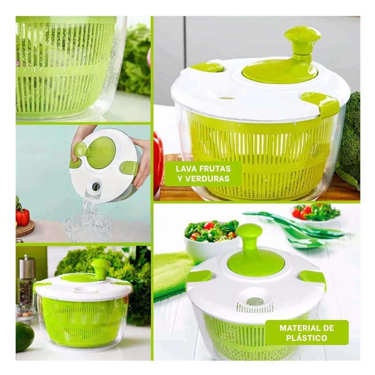 ESCURRIDOR PRÁCTICO PARA LAVAR Y SECAR VERDURAS Y FRUTAS VERDE Y+POST IT - 1