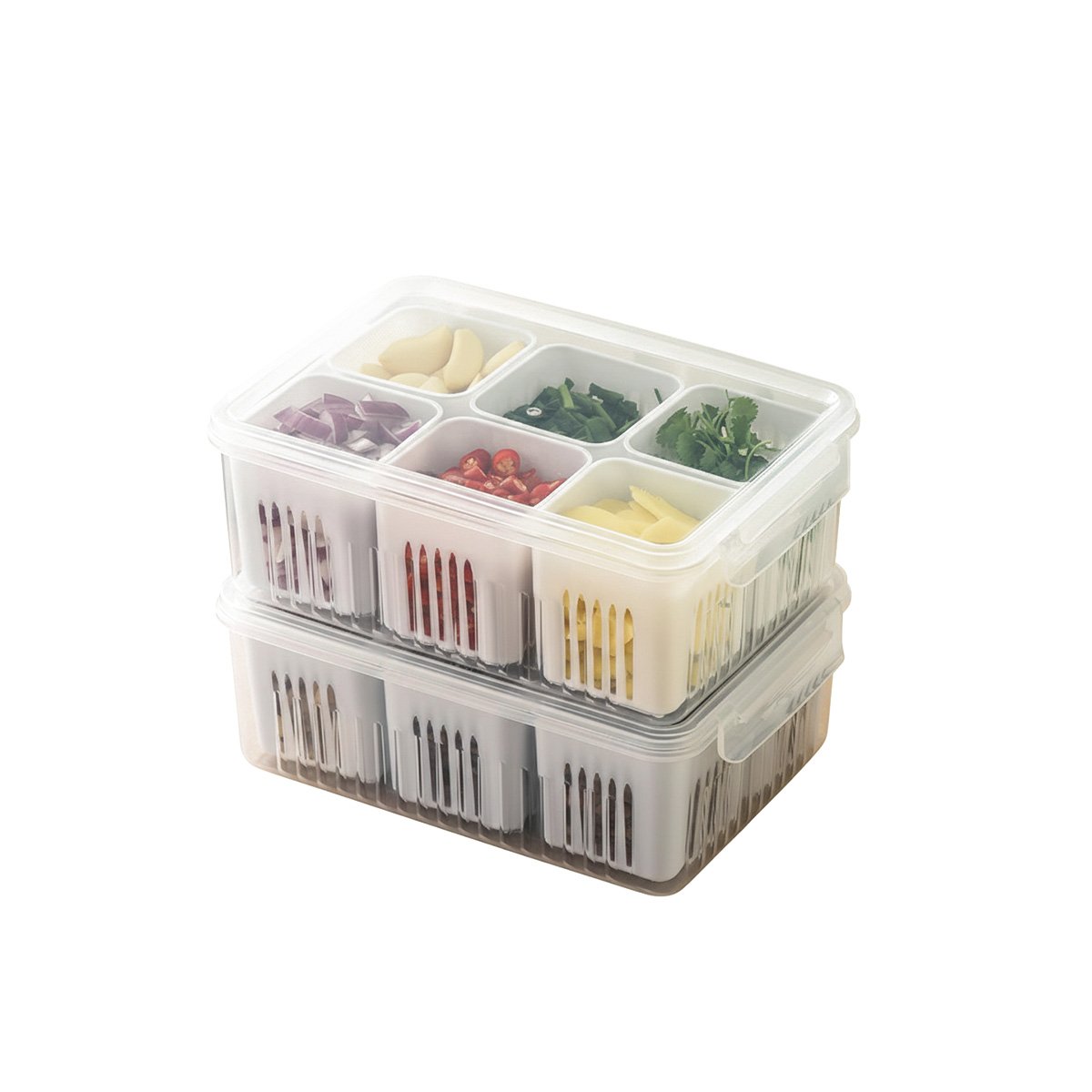 PACK4 RECIPIENTES ESCURRIDORES COMPACTOS 6 EN 1 BLANCO COCINA Y+PAPEL REGALO - 3