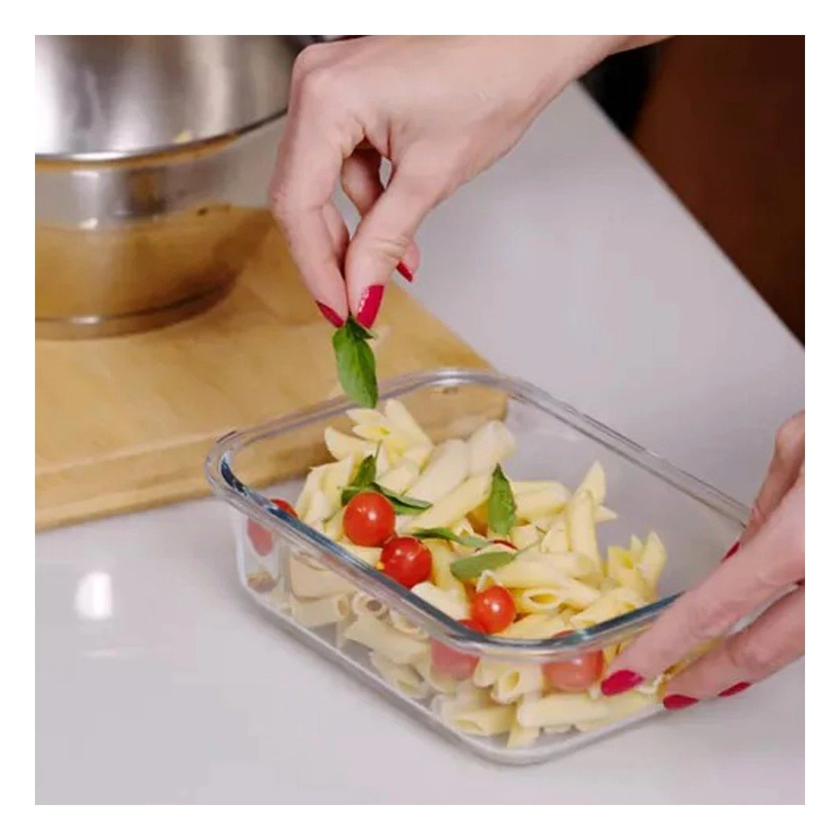 PACK2 CAJA DE VIDRIO 410 ML CON TAPA SEGURA CHICO ROSADO PARA ALIMENTOS Y+PAPEL REGALO - 2