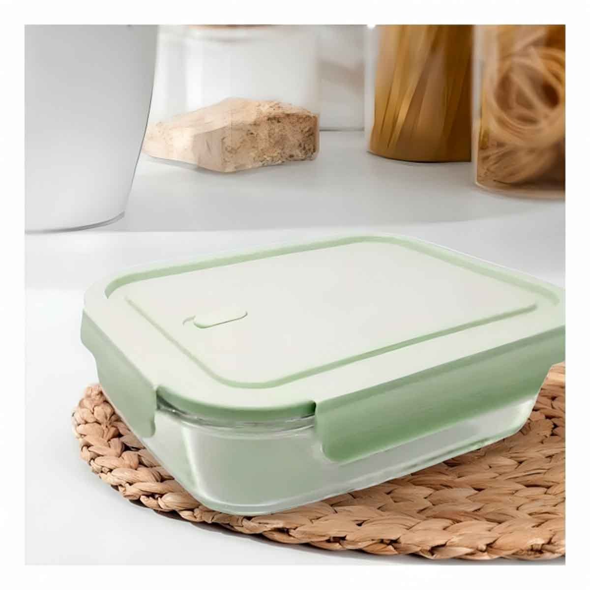 PACK12 DEPOSITO HERMETICO DE VIDRIO 410 ML CON TAPA VERDE CHICO ALIMENTOS Y+PAPEL REGALO - 5