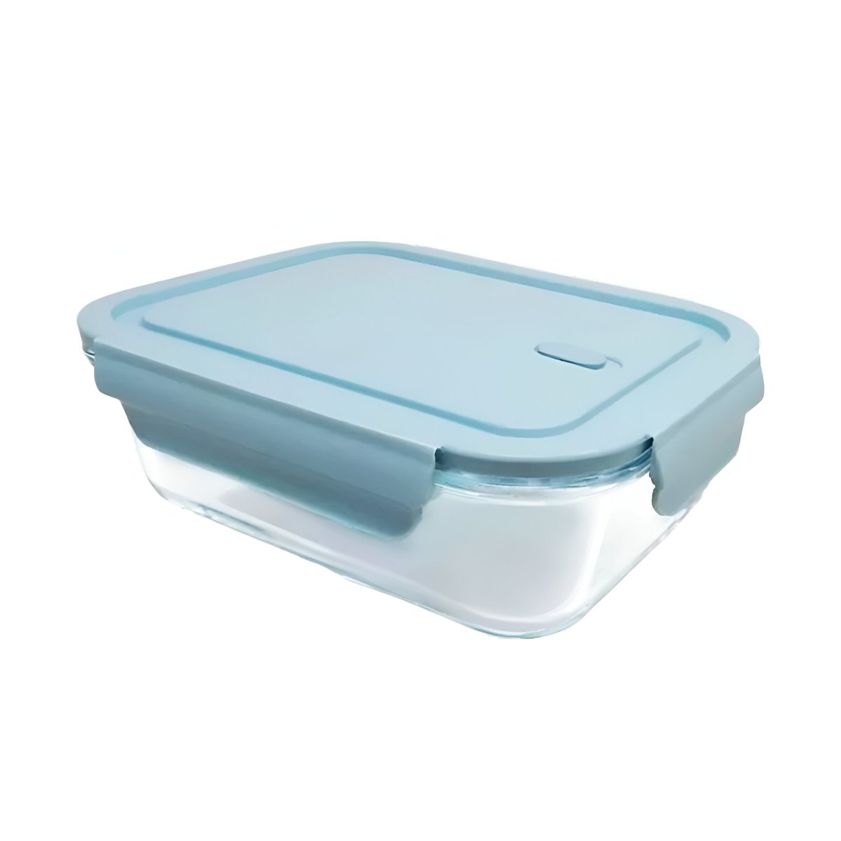 PACK6 CAJA DE VIDRIO 410 ML CON TAPA CHICO CELESTE PARA COCINA Y+REGALO STICKER - 2