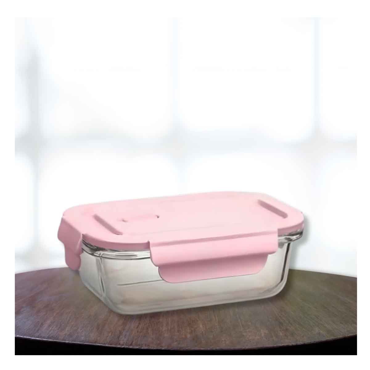 FIAMBRERA DE VIDRIO 1040 ML CON TAPA ROSADO PARA COCINA Y HOGAR FUNCIONAL Y+LIGAS REGALO - 3