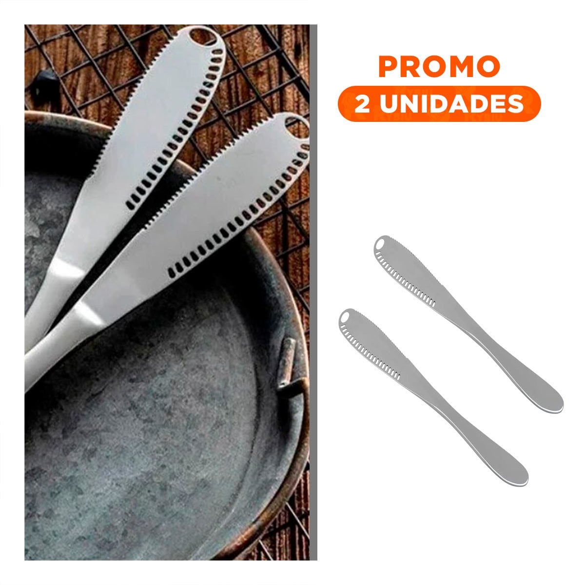 PACK2 UTENSILIO PLATEADO PARA MANIPULAR MANTEQUILLA CON AGUJEROS COCINA HOGAR Y+REGALO STICKER - 1