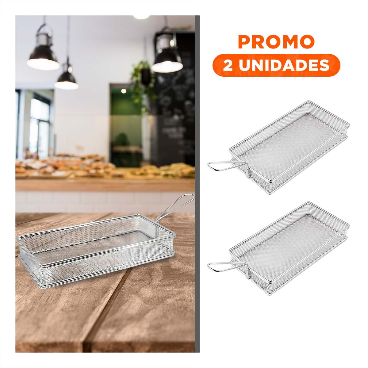 PACK2 CANASTILLA PARA APERITIVOS FRITOS PLATEADA 25,5X13X4,5 CM USO DIARIO Y+REGALO STICKER - 1
