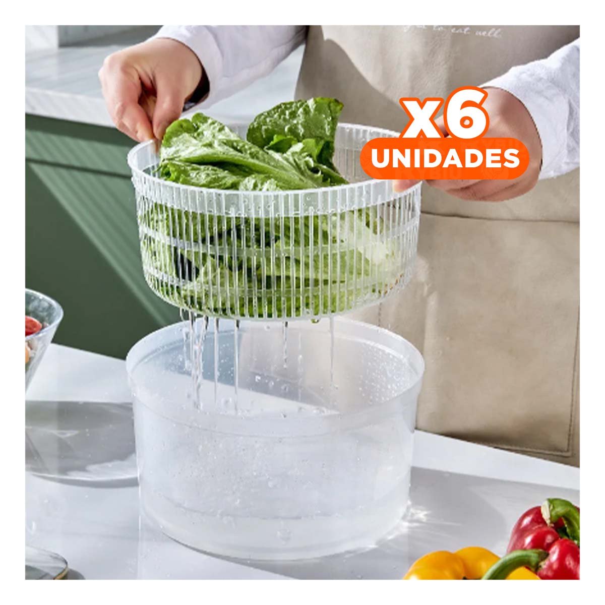 PACK6 SECADOR DE COCINA CON SISTEMA DE GIRO BLANCO CON VERDE DAY - 1