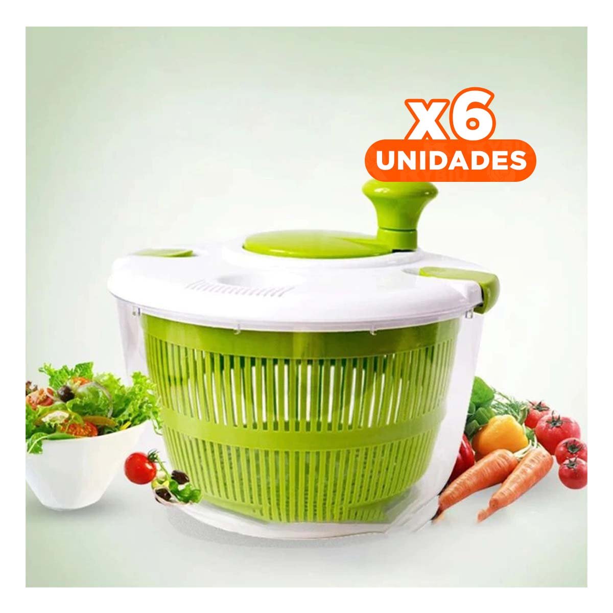 PACK6 SECADOR COMPACTO PARA ENSALADAS VERDE Y+REGALO STICKER - 1