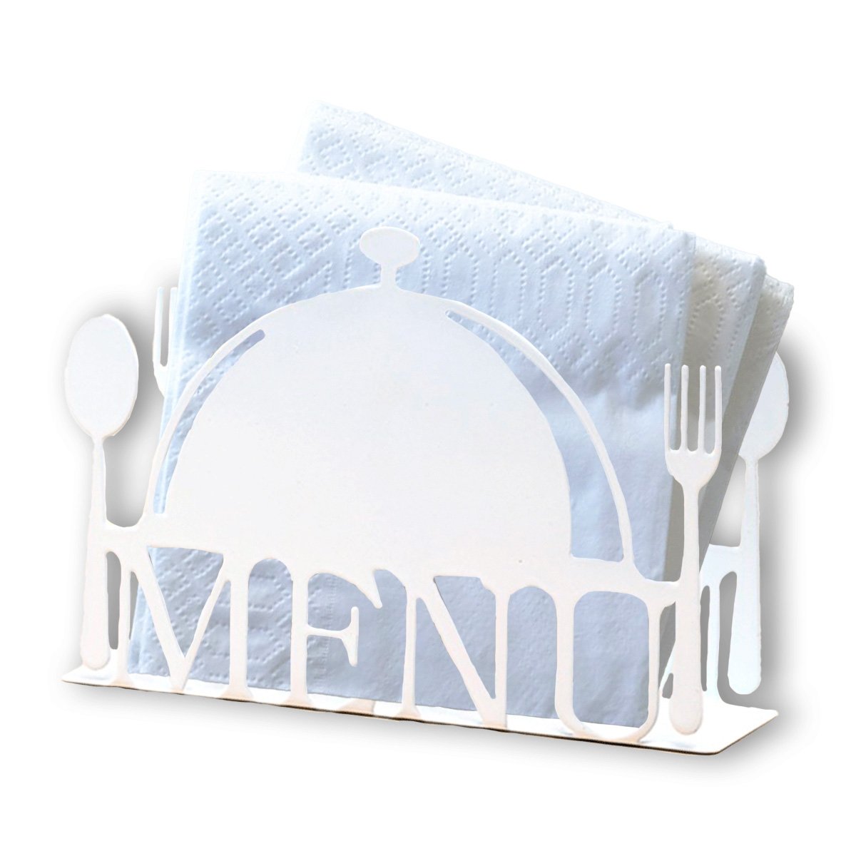 SERVILLETERO MENU BLANCO PARA MESA CON MATERIAL RESISTENTE Y DURADERO Y+LIGAS REGALO - 5