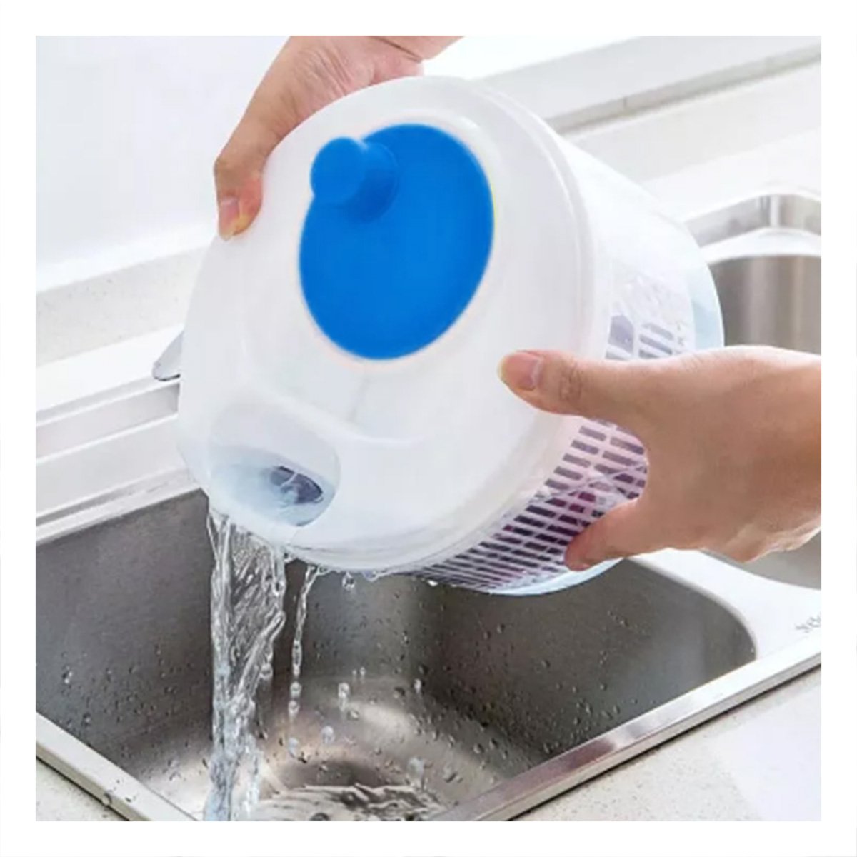 PACK2 CENTRIFUGADOR MANUAL DE COCINA PARA VERDURAS Y FRUTAS BLANCO CON AZUL DAY - 2