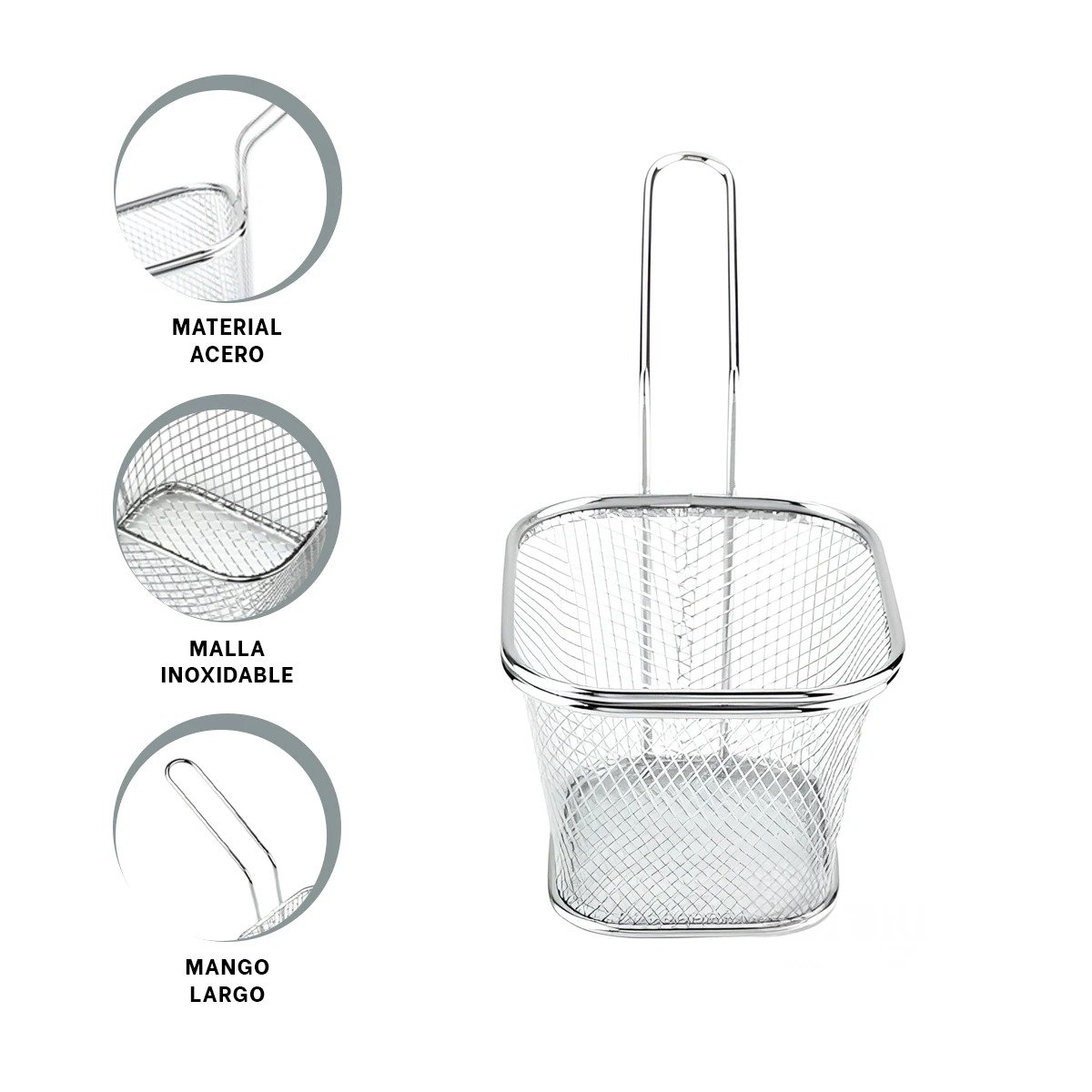 CESTA COMPACTA PARA FRITURAS PLATEADA 13X8X8 CM PRACTICA Y FUNCIONAL Y+POST IT - 5