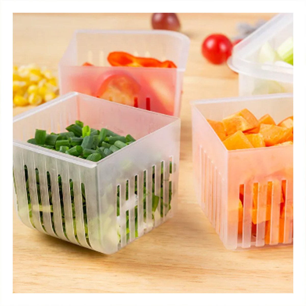 PACK12 DEPOSITOS ESCURRIDORES PARA LAVAR VERDURAS 4 EN 1 TRANSPARENTE COCINA Y+PAPEL REGALO - 2