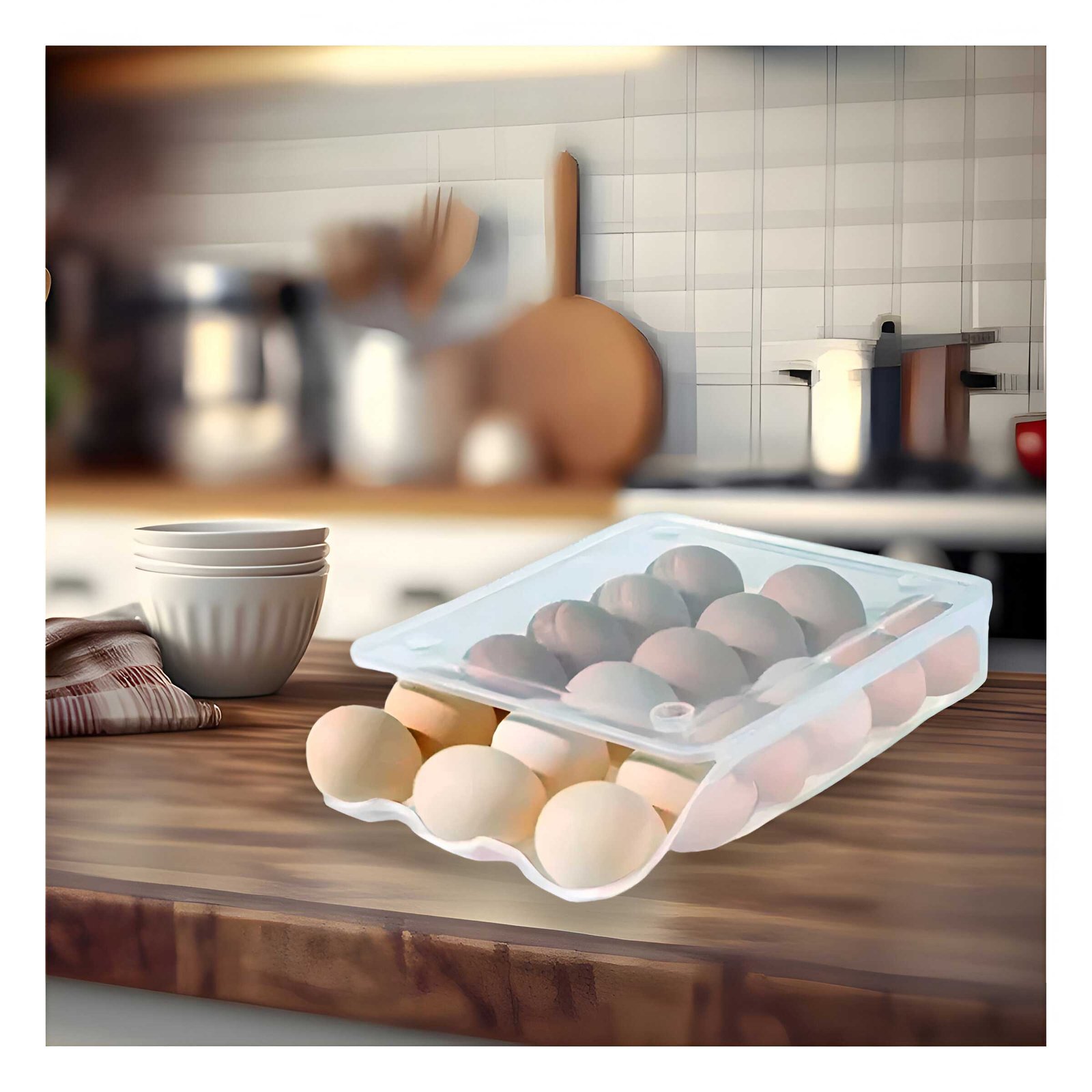 PACK2 CONTENEDOR TRANSPARENTE PARA 18 HUEVOS APILABLE EN COCINA HOGAR PRACTICO - 5